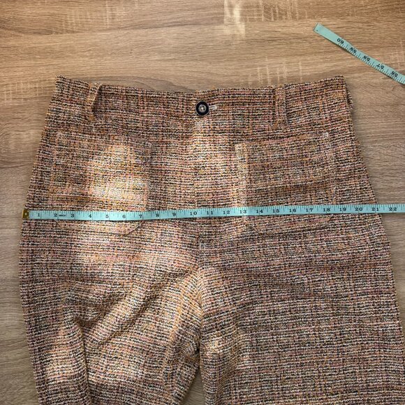 Anthropologie Maeve The Colette Cropped Wide Leg Pants Tweed Orange 34 - Picture 8 of 14